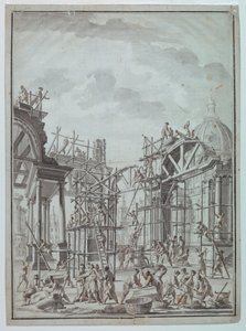 رسم، عمال يشيدون أروقة، حوالي عام 1740