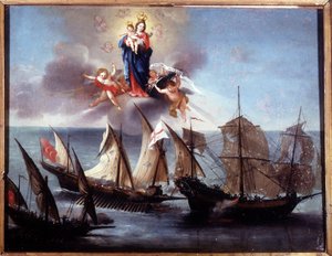 هاجم قارب جنوى من قبل غاليوت ونصف مطبخ بربري. Ex-voto 1796. المتحف البحري في جنوة - بيغلي. بواسطة فنان غير معروف