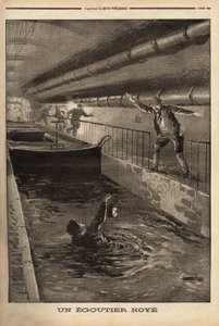غرق قاطع من باريس عن طريق تنظيف اشتقاق خادع. نقش في "" مجلة Le Petit "" 15/9/1899. مجموعة سيلفا. بواسطة فنان غير معروف