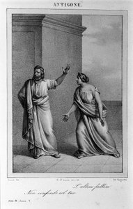 أنتيجون قانون 4 ، مشهد 5. مأساة إيطالية كتبها فيتوريو ألفيري عام 1783 بعد الأساطير اليونانية. نقش القرن الثامن عشر. بواسطة فنان غير معروف