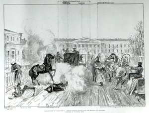 الهجوم على القيصر الكسندر الثاني (1818 - 1881) عام 1881. بواسطة فنان غير معروف