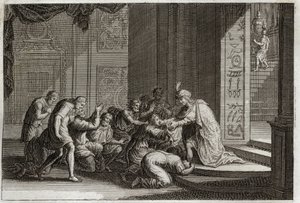 إنجيل رويومونت ، العهد القديم: يوسف معترف به من قبل إخوته. رسم توضيحي من عام 1811. بواسطة فنان غير معروف