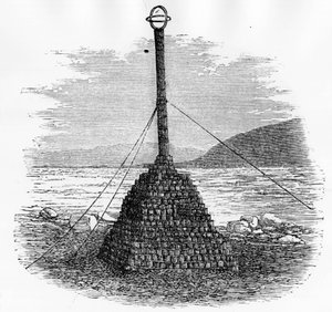 Cairn et boîte aux lettres au pole nord - Georges S. Nares, Un voyage à la mer polar, Paris: Hachette بواسطة فنان غير معروف