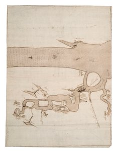 رسم بياني لنهر ميدواي وجزء من نهر التايمز: رقم 24 شيرنيس، حوالي عام 1590 (حبر وغسل) بواسطة فنان غير معروف