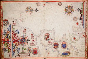 خريطة لشمال شرق المحيط الأطلسي، من الجزر البريطانية إلى الرأس الأخضر، حوالي 1620 (مخطوطة) بواسطة فنان غير معروف