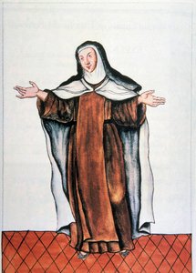 الحياة اليومية وعادات بيرو: "Carmelite dechaussee" "لوحة مائية مأخوذة من كتاب" Trujillo del Peru "بقلم بالتاسار مارتينيز Companon y Bajanda ، أسقف تروخيو (1782-1785). القرن الثامن عشر مدريد. مكتبة ديل بالاسيو ريال بواسطة فنان غير معروف