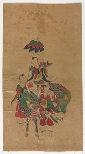 Daoist Immortal على Qilin واثنين من المرافقين بواسطة فنان غير معروف