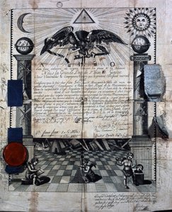 دبلومة إسحاق هويت كرفيق وماجستير في فن الماسونية الملكي ، مُنحت عام 1789 من جراند لودج سانت جان في جنيف. بواسطة فنان غير معروف