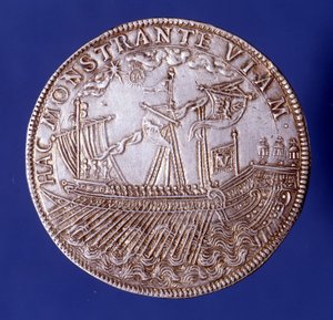 Ducat de Vincenzo Gonzaga (Vincent Gonzague) (1562 - 1612) ، دوق مانتوا يمثل لوحًا. بواسطة فنان غير معروف