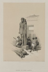 مصر والنوبة ، المجلد الثاني: تمثال عملاق أمام المعبد في وادي سبوا ، النوبة بواسطة فنان غير معروف