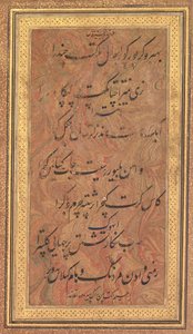 ثمانية خطوط من الشعر الموسيقي لنورس جاجنر (راج بهاراف) لإبراهيم عادل شاه من بيجابور (ظهر الصورة) بواسطة فنان غير معروف