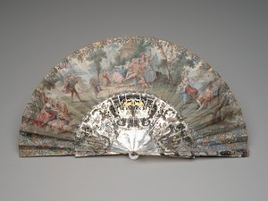 مروحة قابلة للطي ذات مشهد رعوي ، حوالي 1740s-50s بواسطة فنان غير معروف