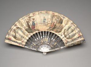 مروحة قابلة للطي مع مشهد رعوي ، حوالي عام 1770 (غواش و - ج على ورقة رق واحدة ، وعرق اللؤلؤ ، وتذهيب ومعجون) بواسطة فنان غير معروف