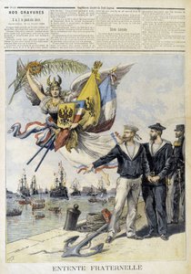 الوفاق الأخوي (صورة مجازية للوفاق الفرنسي الروسي) - في "" Le Petité Journal "" بواسطة فنان غير معروف