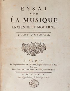 واجهة "" مقال عن الموسيقى القديمة والحديثة "لجين بنجامين دي لابورد (جان بنجامين دي لا بوردي) (1734-1794) 1780 بولونيا ، متحف سيفيكو ميوزيكال بواسطة فنان غير معروف