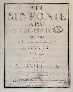 صورة مقدمة لنتيجة Sei sinfonie a piu strumenti op. 5 (السمفونية الأولى) بقلم فرانسوا جوزيف جوسيك بواسطة فنان غير معروف