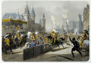 توفي هنري الثاني (1519 - 1559) في البطولة في 27 يونيو 1559 - الطباعة الحجرية بواسطة فنان غير معروف