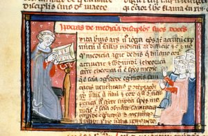 Hippocrates (-460 - -377) giving a race - Illuminure of the Middle Ages (ref.418 بواسطة فنان غير معروف