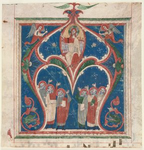 الأحرف الأولى التاريخية (أ) مستقاة من Antiphonary: المسيح في الجلالة مع الأنبياء بواسطة فنان غير معروف
