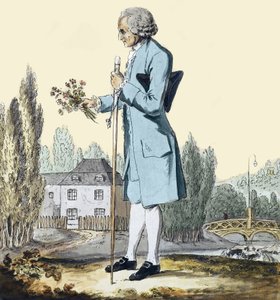 جان جاك روسو (1712-1778) جمع الأعشاب في إرمينونفيل ، يونيو 1778 - تمثيل للفيلسوف جان جاك روسو (1712-1778) قطف الزهور في إرمينونفيل. بواسطة فنان غير معروف