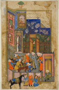 قاضي همدان (قاضي همدان) في حالة سكر، مشهد من جولستان السعدي بواسطة فنان غير معروف
