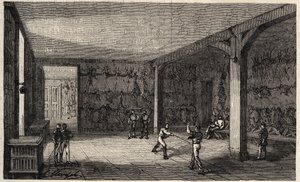 L'Ecole Polytechnique في باريس عام 1873 - La salle d'fencing - نقش من عام 1873 في "Le monde اللامع" بواسطة فنان غير معروف