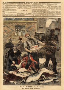 سوق السمك في باريس. نقش في "" مجلة Le petit "" "" 4/03/1893. مجموعة سيلفا. بواسطة فنان غير معروف