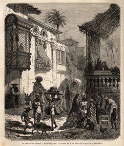 لا كاسا دي لا ميرسيد (الآن شارع ميرسي) في سانت أوغسطين ، أقدم مدينة في الولايات المتحدة (الولايات المتحدة) ، أسسها الإسبان عام 1565 ؛ الشارع الرئيسي للمدينة ، صغير ومكتظ بالسكان ، به حيوانات مختلفة ومزيج فريد من مختلف ر بواسطة فنان غير معروف