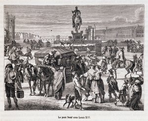 Le Pont Neuf في عهد لويس الثالث عشر - نقش من القرن التاسع عشر بواسطة فنان غير معروف