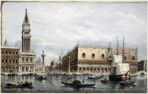 Le mole vu du canal - in “Album of the main views of Venice””, ill. by Marco Moro, ed. Gio Brizeghel, v.1840 بواسطة فنان غير معروف