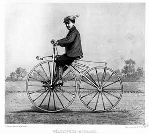 Le vélocipéde Michaux - in Le centaure, engraving, Bibl. de la ville de Paris بواسطة فنان غير معروف