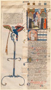 ورقة مستأصلة من "Decretum" بواسطة Gratian: الأولي C [anonici من كنيسة معينة] مع رجل دين جالس بواسطة فنان غير معروف