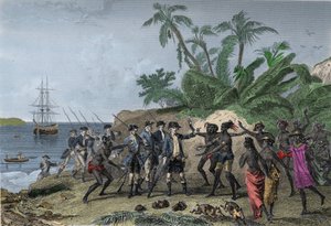 لويس أنطوان (لويس أنطوان) من بوغانفيل ، الملاح الفرنسي (1729-1811) ، مخاطبًا جزر المركيز في تاهيتي ، 6 أبريل بواسطة فنان غير معروف