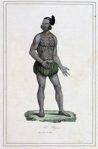 Man of Byron Islands with tattoos (Polynesia) - in “The different peoples of the earth” by Abbe Paul Jonhanneaud, Librairie des Bons livres بواسطة فنان غير معروف