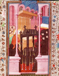 مشهد جنائزي مصغر من "" ساعات إدوارد الأول (دوارتي) البرتغالي (1391-1438) "لشبونة من القرن الخامس عشر ، توري دو تومبو بواسطة فنان غير معروف