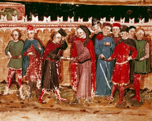 مسؤولو المنمنمات غابيل من المخطوطة (السيدة H V-5) "Codex de Privileges" بواسطة فنان غير معروف