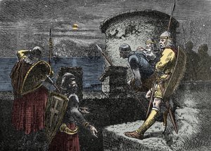 بالمرصاد لرجال الشمال - الحرس Varegue (Varangian) يراقب الأفق وراء التحصينات بواسطة فنان غير معروف