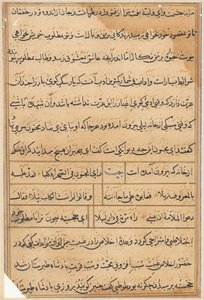 صفحة من حكايات ببغاء (توتي-ناما): صفحة نصية بواسطة فنان غير معروف