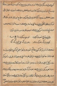 صفحة من حكايات ببغاء (توتي-ناما): صفحة نصية بواسطة فنان غير معروف