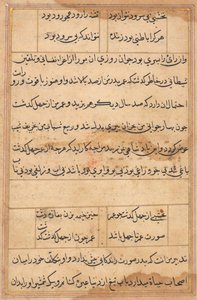 صفحة من حكايات ببغاء (توتي-ناما): صفحة نصية بواسطة فنان غير معروف