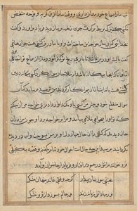 صفحة من حكايات ببغاء (توتي-ناما): صفحة نصية بواسطة فنان غير معروف
