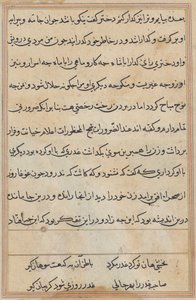 صفحة من حكايات ببغاء (توتي ناما): صفحة النص بواسطة فنان غير معروف