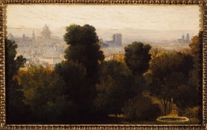 باريس تُرى من مرتفعات بيلفيل؛ حوالي عام 1840، الدائرة 19 الحالية، في عام 1840 (زيت على قماش) بواسطة فنان غير معروف