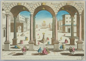 عرض زقزقة ، منظر منظور لقوس النصر ، حيث حدث التحريم الغاضب تحت حكم ثلاثية أنتوني وأوكتاف وليبيدوس في روما ، رقم 45 بواسطة فنان غير معروف
