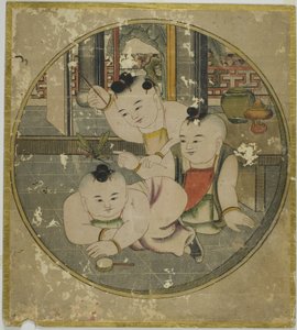 صورة فرس النبي وثلاثة أطفال 蟷螂 螂 ثلاثة童図 (توروا ساندو زو) بواسطة فنان غير معروف