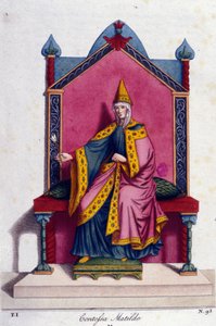 صورة للكونتيسة ماتيلد من كانوسا (أو الكونتيسة ماتيلد من توسكانا) (1046-1115). نقش القرن التاسع عشر. بواسطة فنان غير معروف