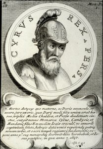 Portrait of Cyrus II (ca. 559-529 BC) called Cyrus the Great, founder of the Persian Empire. Engraving of the 18th century Private Collection بواسطة فنان غير معروف