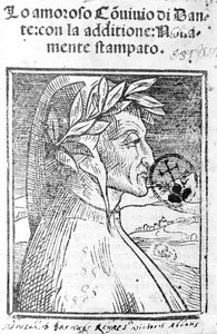 صورة لدانتي أليغيري (1265 - 1321) شاعر إيطالي. واجهة "Il Convivio" " بواسطة فنان غير معروف