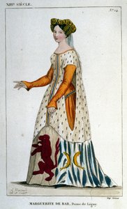 صورة لمارغريت دي بار ، سيدة ليني (حوالي 1223 - 1275) ، نقش من عام 1830. بواسطة فنان غير معروف