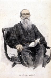 صورة لتولستوي ، نقش 1888. بواسطة فنان غير معروف